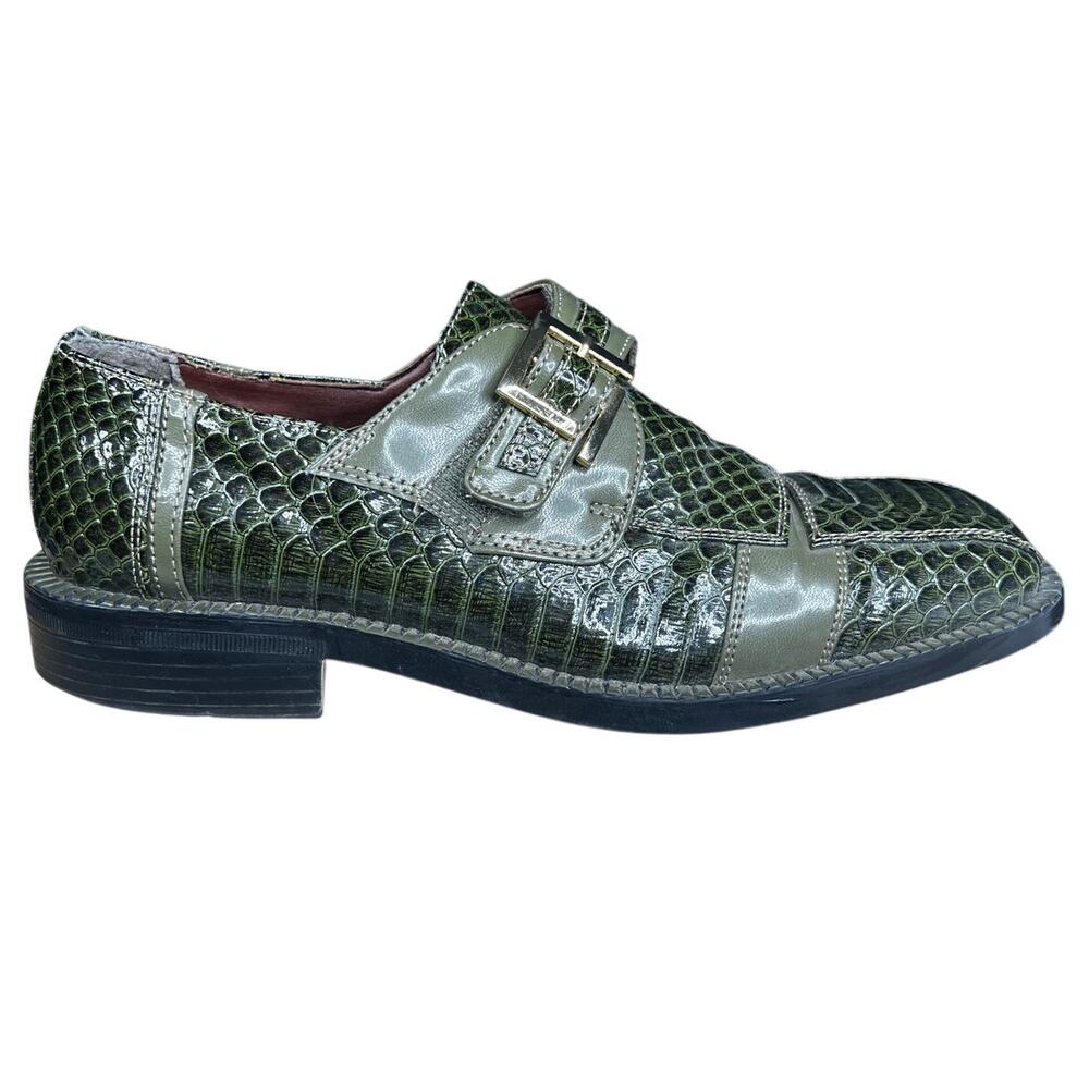 Vintage Felipe Stefano Men’s Green Croc Print Oxford Size US 8.5
